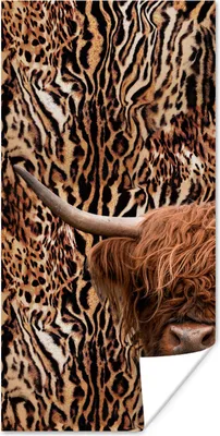 Produktbild von MuchoWow® Poster Schottischer Highlander - Kuh - Pantherdruck 60x120 cm - Wandschmuck