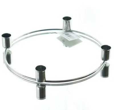 Produktbild von 4er Stab-Kerzenhalter Metall-Adventsring Silberfarben Ø 23 cm x 3,5 cm