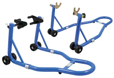 Produktbild von Bituxx Motorradständer hinten & vorn Motorrad Montageständer Transportständer Blau Belastbar bis 250 kg pro Ständer Set Vorn+Hinten Blau MS-15897