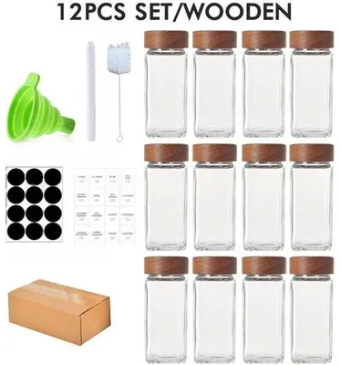 Produktbild von Kräuterglas-Set - 12-teiliges Set mit Kräuterpottchen, Pfefferstreuer, Glas