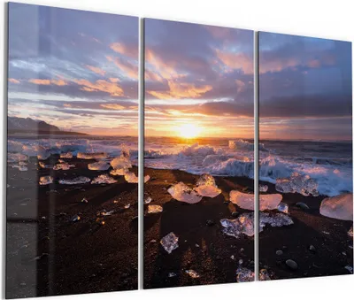 Produktbild von DEQORI Glasbild Echtglas 3x50x100 cm 'Diamantstrand' Wandbilder XXL groß