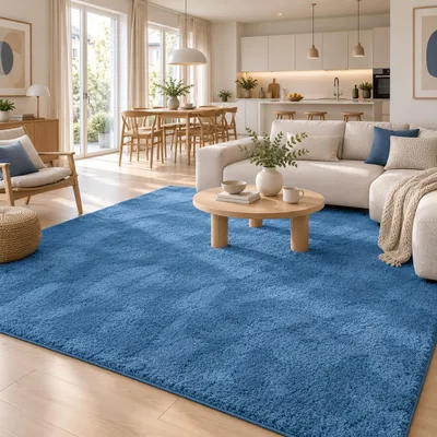 Produktbild von Hochflor Shaggy Teppich Palace Blau, Größe:240x360 cm