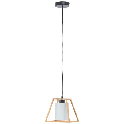 Produktbild von BRILLIANT Hängelampe Giseh | 23 x 23 x 120 cm | E27, kürzbar, Holz/Glas, natur/weiß