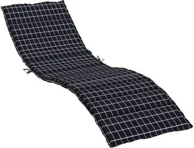 Image de Coussin de chaise longue motif à carreaux noir tissu oxford