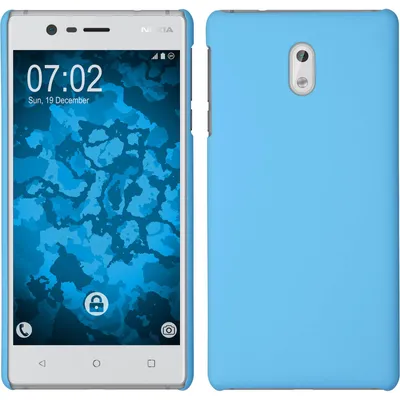 Produktbild von PhoneNatic Case für Nokia 3 Hülle hellblau gummiert Hard-case für 3 + 2 Schutzfolien