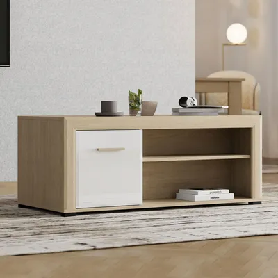 Immagine prodotto di Pettor - Tavolino da Salotto, 121x55x49h cm Marrone Rovere, con Piedini