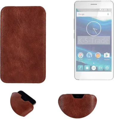 Produktbild von K-S-Trade Schutzhülle Handyhülle kompatibel mit Qilive Q5.5 Handytasche Kunstleder Sleeve in braun