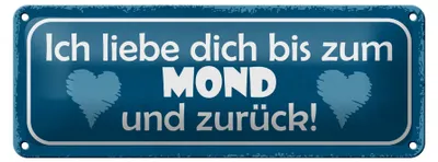 Produktbild von Blechschild Spruch 27x10cm ich liebe dich bis zum Mond Dekoration
