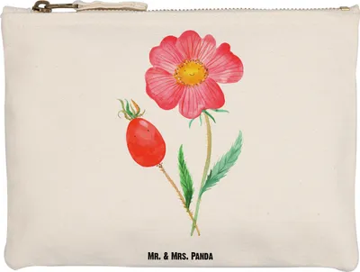 Produktbild von Mr. & Mrs. Panda Etui Blume Hagebutte Grösse XL Große - Weiß - Geschenk, Lebensfreude, Kosmetiktasche, Baumwolltasche, Schlechte Gedanken, Garten, pencil case, Mäppchen