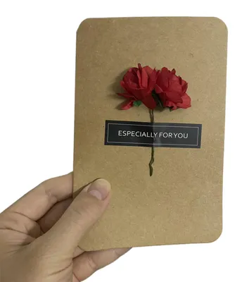 Produktbild von Grußkarte mit künstlichen Blumen und Umschlag – Kreative Karte zum Geburtstag, Erntedankfest oder Muttertag – Einzigartiges Geschenk für Ihre Liebsten