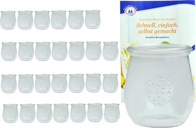 Produktbild von 28er Set Weck Tulpengläser 220 ml Dessertgläser incl. Diamant-Zucker Gelierzauber Rezeptheft