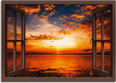 Produktbild von ARTland Leinwandbild Sonnenuntergang am Strand, braun Größe: 70x50 cm