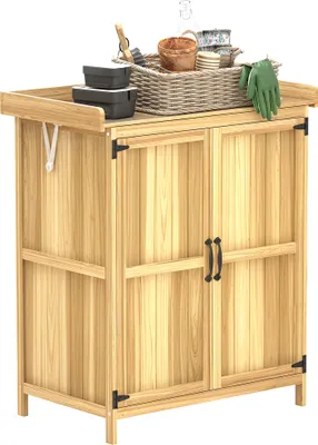 Produktbild von Outsunny Gartenschrank Holz, Geräteschuppen wetterfest 74x43x88cm, Gerätehaus