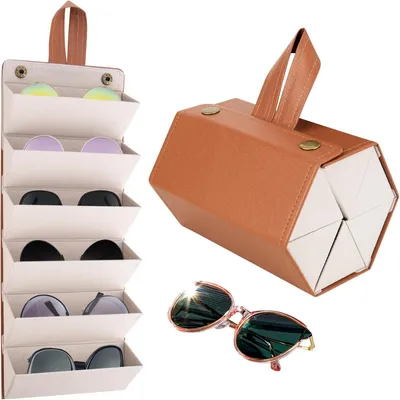 Produktbild von Sonnenbrillen Etui, 6 Fächer, Faltbares Kunstleder, für Reisen