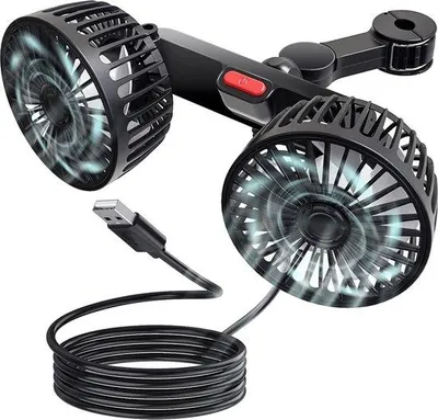 Immagine prodotto di Ventilatore da auto doppio, 3 velocità, 360°, USB, portatile, silenzioso