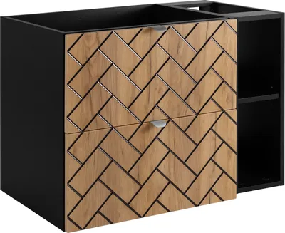 Produktbild von Badezimmerschrank, Eiche Craft mit goldener Griff, 80 x 57 x 46 cm