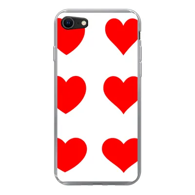 Produktbild von MuchoWow® Handyhülle Schutzhülle Hülle für iPhone SE 2022 Eine Illustration mit neun roten Herzen Silikon Softcase Handy Hülle - Schutzhülle