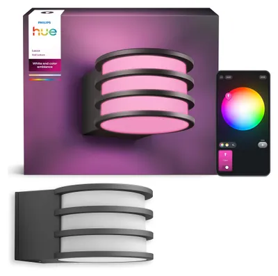 Obrázek produktu pro Philips Hue White and Color ambiance Venkovní nástěnné svítidlo Lucca, Bluetooth/Zigbee, Antracit, Hliník, E27, Více, 8,1 W
