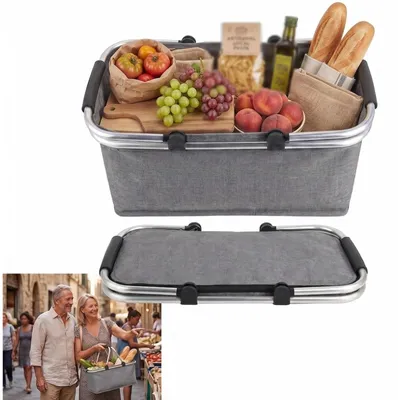 Immagine prodotto di Borsa della spesa pieghevole - 18 litri - Funzione frigo - Grigio