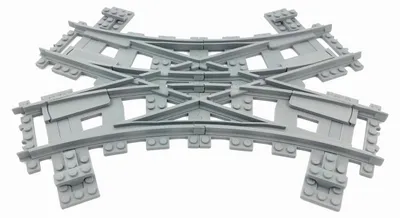 Produktbild von Trixbrix Doppelkreuzungsweiche R40 – Schienen kompatibel mit LEGO® City Eisenbahn und Zug, Zubehör für Klemmbausteine