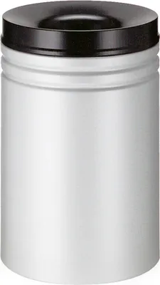 Produktbild von Selbstlöschender Papierkorb & Abfallsammler aus Metall mit doppelter Rauchgasumlenkung | 80 Liter, HxØ 64x39,5cm | Grau, Kopfteil Schwarz