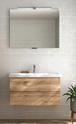 Produktbild von Waschplatz Set, 90cm breit, in Riviera Eiche Nb. VILLATORO-66, B/H/T ca. 90/200/45 cm