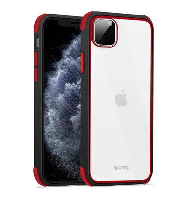 Produktbild von Crong, Stoßfeste Trace Clear Hülle für iPhone 11 Pro, Schwarz / Rot