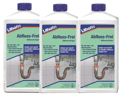 Produktbild von Lithofin Abfluss-Frei Abflussreiniger 3 x 1 Liter