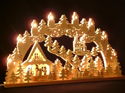 Produktbild von Original Erzgebirgischer Marken Schwibbogen Lichterbogen 70 x 43 cm S70-2_34