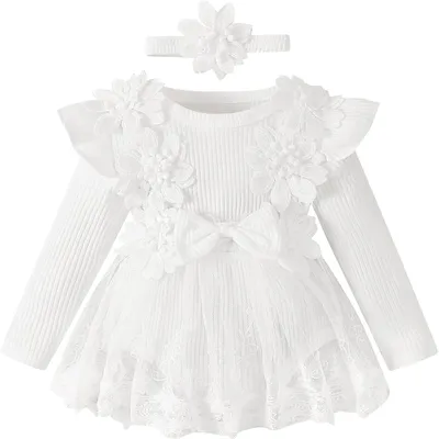 Produktbild von Elegantes Baby-Kleid für Babys festlich 12-18 Monate Weiß