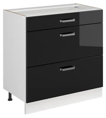 Imagen del producto de Mueble bajo de cocina Vicco R-Line brillo intenso/Blanco 80 cm con 3 cajones sin encimera, Model 72363