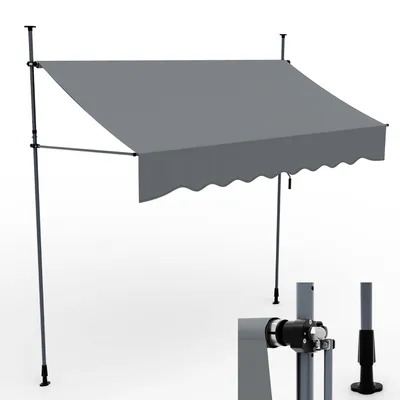 Produktbild von ONBEST Balkonmarkise | ohne Bohren | 300 x 120 cm | mit Kurbel | Wetterfest | UV-Beständig | UV50+ | Höhenverstellbar | Hellgrau