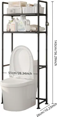 Immagine prodotto di INF Scaffale da bagno a doppio strato nero - Salvaspazio per WC