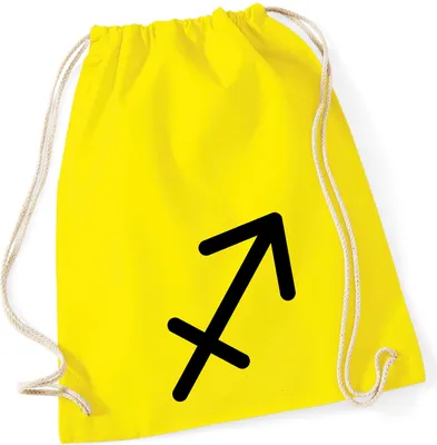 Produktbild von Huuraa Turnbeutel Schütze Sternzeichen Zeichen 12 Liter Yellow Baumwolle Rucksack Geschenkidee