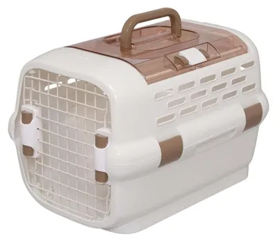 Productafbeelding van Transportbox kat - Kattenmand met roosterdeur - 59,3 x 37,5 x 37 cm - Wit