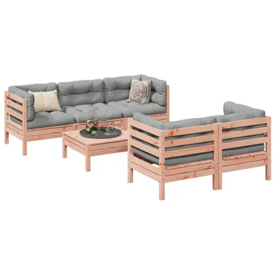 Produktbild von "2024"Modernen 6-tlg. Garten-Sofagarnitur mit Kissen Massivholz Douglasie Gartenmöbelset Design556296