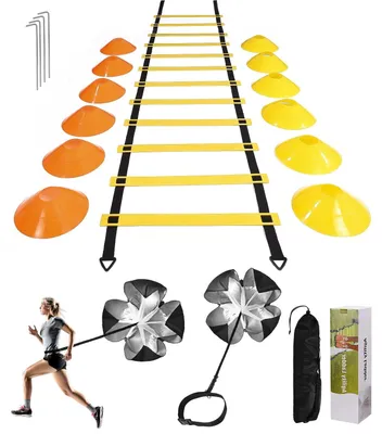 Produktbild von Koordinationsleiter Trainingsleiter Agilitätsleiter - 6 m - 12 Sprossen - 12 Hütchen