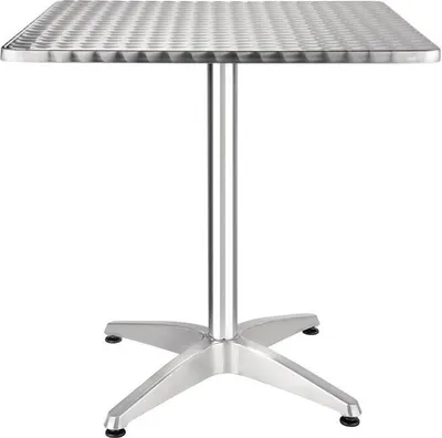Obrázek produktu pro Čtvercový bistro stůl Bolero z nerezové oceli s 1 hliníkovou nohou, 700x700x720 mm