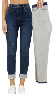 Produktbild von heipeiwa Damen Winter Jeans Dicke Skinny Pants Fleece Gefüttert Slim Stretch War