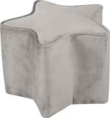 A single grey star-shaped ottoman is shown against a white background.