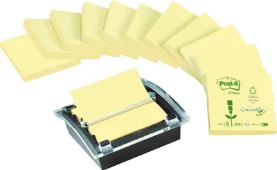 Produktbild von Post-it Recycling Z-Notes Spender schwarz / transparent inkl.12 Blöcke