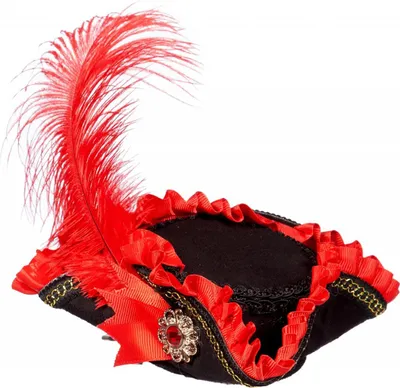 Produktbild von Mini Piratenhut "Rubin" für Damen | Schwarz Rot