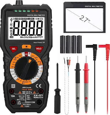 Obrázok produktu pre Digitálny multimeter, merač prúdu so 6000 počítaniami, true RMS, meranie teploty, test spojitosti, identifikácia vonkajšieho vodiča, podsvietenie