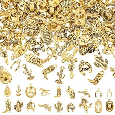Image de Solidchoice - Coffret de 90 charms sur le thème du western, pour la création de bijoux et d'objets artisanaux