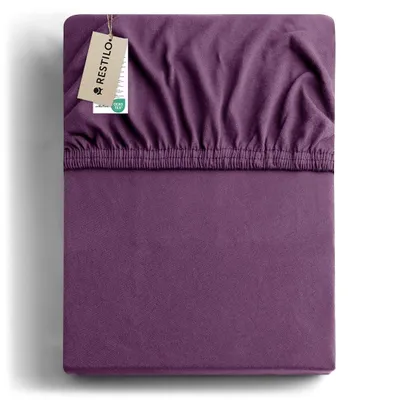 Produktbild von Spannbettlaken 100% Baumwolle Schlafzimmer Bettlacken Betttuch 180-200x200 Pflaume