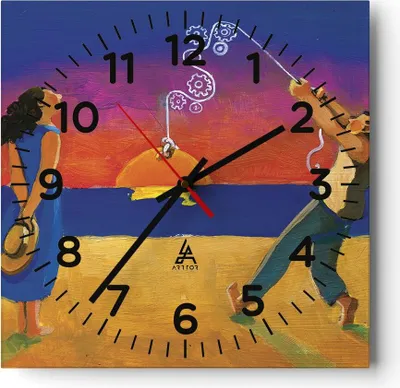 Produktbild von Wanduhr - Quadrat - Glasuhr - Symbol Liebe Surrealismus - 30x30cm - Schleichendes Uhrwerk - Lautlos - zum Aufhängen bereit - Dekoration Modern - Wanddekoration aus Glas - C4AC30x30-4411