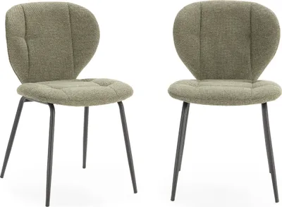 Obrázek produktu pro Sada 2 látkových židlí s černými kovovými nohami, šířka 50 cm - LUCY
