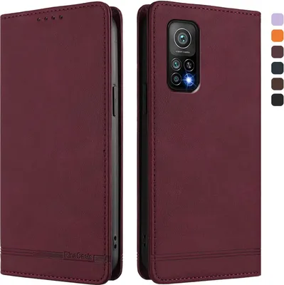 Produktbild von Hülle für Xiaomi Mi 10T / Mi 10T Pro, Retro Kunstleder Ständer Klapphülle mit Kartenfächer und Magnetische Rot