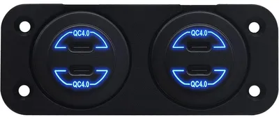 Produktbild von ProRide USB/USB-C-Schnelllader, 4 Ports, QC4.0 30W, 2-fach Einbau, 12V, 3A