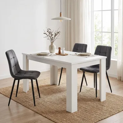Produktbild von Homestyle4u Esstisch 120-160x80 cm ausziehbar Weiss Esszimmertisch Holztisch